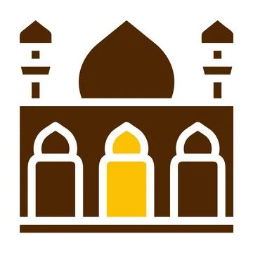 Mosque icon solid brown yellow colour ramadan symbol perfect. Stock Illustration