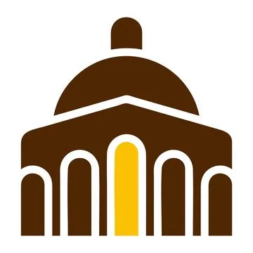 Mosque icon solid brown yellow colour ramadan symbol perfect. Stock Illustration