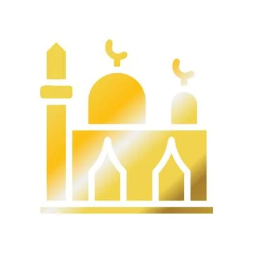 Mosque icon solid gradient golden colour ramadan symbol illustration perfect. Stock Illustration