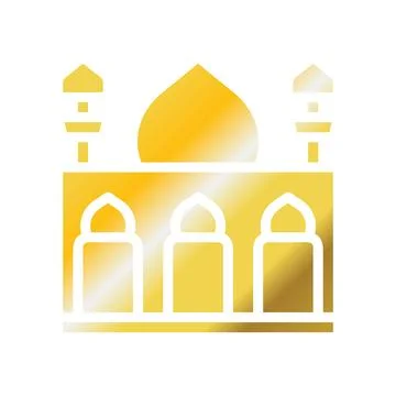 Mosque icon solid gradient golden colour ramadan symbol illustration perfect. Stock Illustration