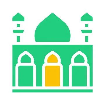Mosque icon solid green yellow style ramadan illustration vector element an.. Stock Illustration