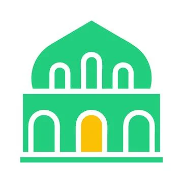 Mosque icon solid green yellow style ramadan illustration vector element an.. Stock Illustration