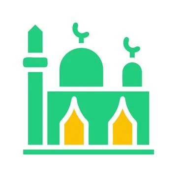 Mosque icon solid green yellow style ramadan illustration vector element an.. Stock Illustration