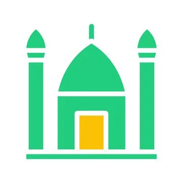 Mosque icon solid green yellow style ramadan illustration vector element an.. 스톡 일러스트