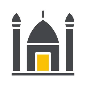 Mosque icon solid grey yellow style ramadan illustration vector element and.. 스톡 일러스트
