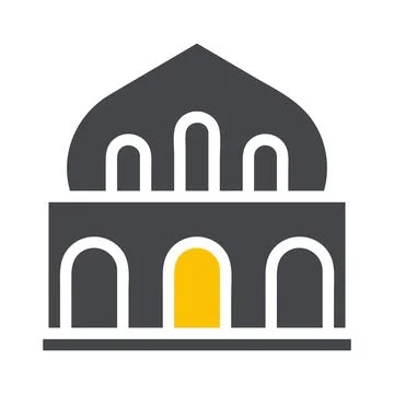 Mosque icon solid grey yellow style ramadan illustration vector element and.. Illustrazione stock