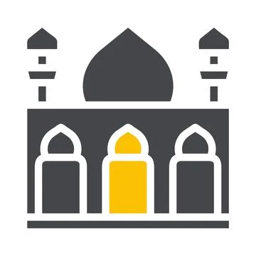 Mosque icon solid grey yellow style ramadan illustration vector element and.. Illustrazione stock