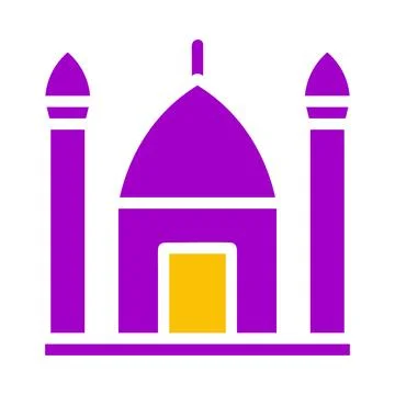Mosque icon solid purple yellow style ramadan illustration vector element a.. Stock Illustration
