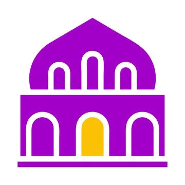 Mosque icon solid purple yellow style ramadan illustration vector element a.. Stock Illustration