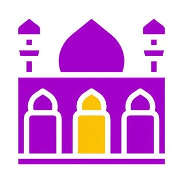 Mosque icon solid purple yellow style ramadan illustration vector element a.. Stock Illustration