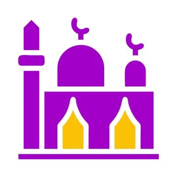 Mosque icon solid purple yellow style ramadan illustration vector element a.. Stock Illustration