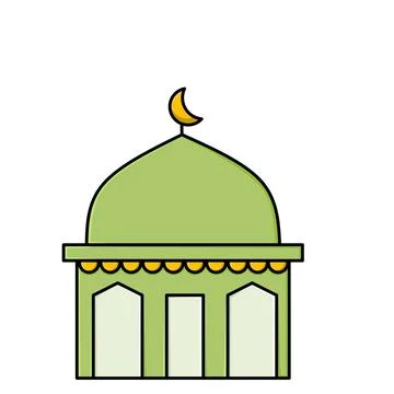 Mosque Icon Vector Design in green and yellow colors Stock Illustration
