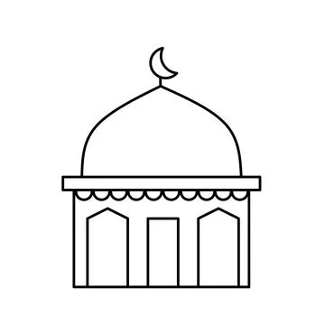 Mosque Icon Vector Design with thin lines Stock Illustration