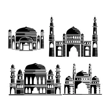 Mosque icon vector Illustration design template Set Stock Illustration