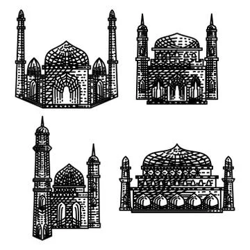 Mosque icon vector Illustration design template Set Stock-Illustration