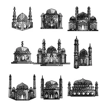Mosque icon vector Illustration design template Set Stock-Illustration