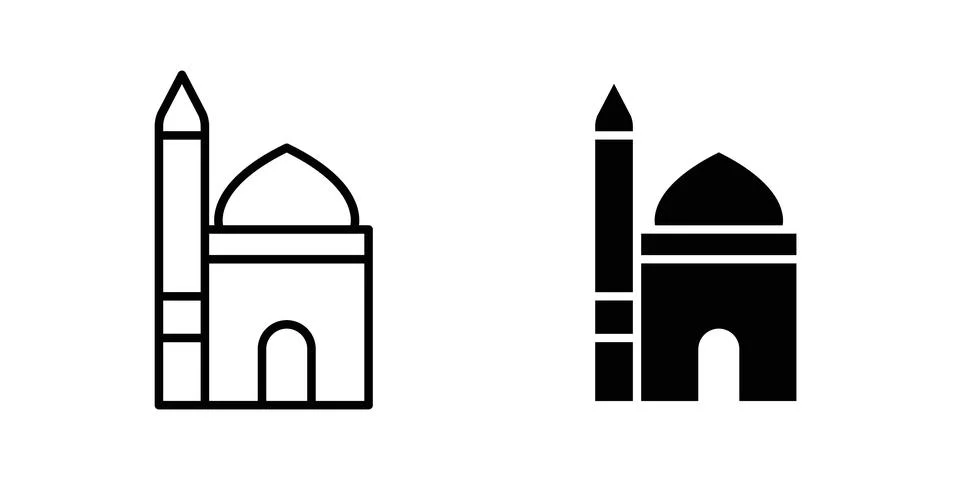Mosque icon vector template set in black Stock Illustration
