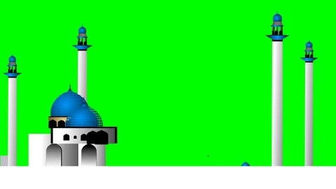 Mosque illustration on a green background. Stock Footage 101467910