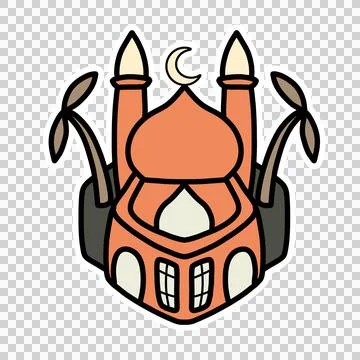 Mosque illustration sticker Stock Illustration