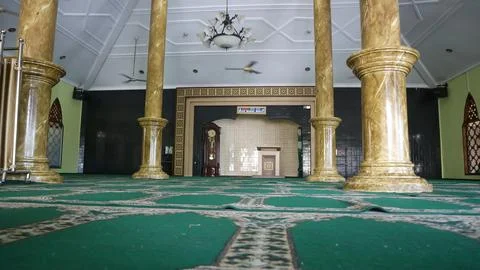 Mosque interior building with 4 pillars Stock Photos