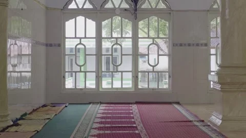 Mosque interior with natural light through windows in Ngafan village Vídeos de archivo 332715074