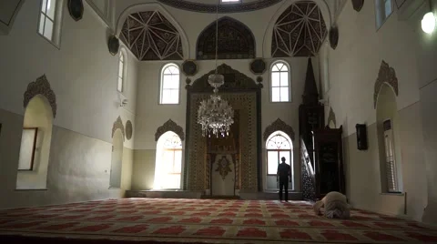 Mosque Interior - Praying Man Stock Footage 50815460