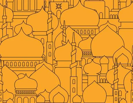 Mosque Islamic pattern seamless.  Ramadan Kareem Greeting Card. Background fo Stock Illustration