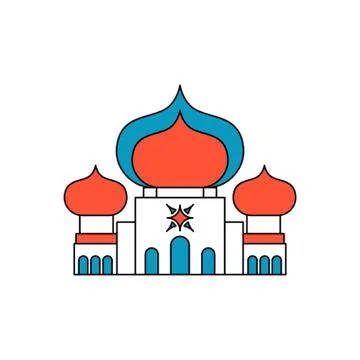 Mosque Islamic religious building. Vector illustration for Muslim holiday Eid Illustrazione stock