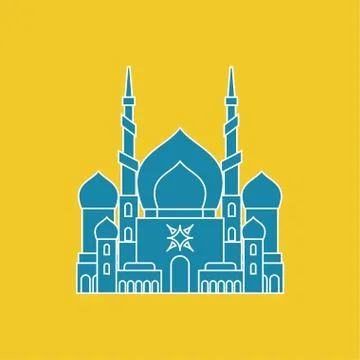 Mosque Islamic religious building. Vector illustration for Muslim holiday Eid Illustrazione stock