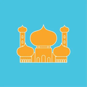 Mosque Islamic religious building. Vector illustration for Muslim holiday Eid Ilustración de archivo