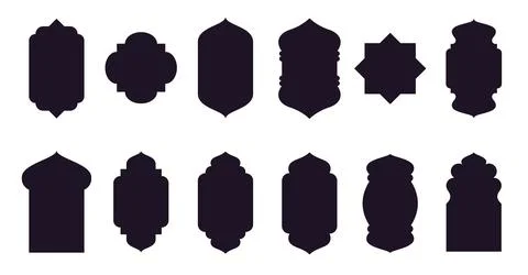 Mosque islamic window, gate and door shapes set Stock Illustration