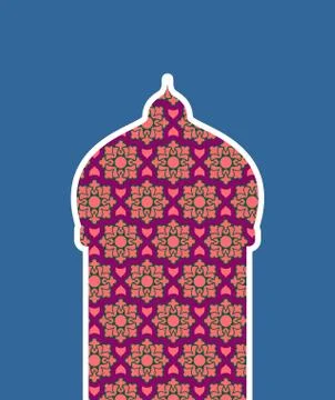 Mosque isolated. Arab pattern madrasah. Illustration for Eid Mubarak. Ramad.. Stock Illustration