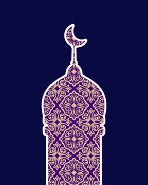 Mosque isolated. Arab pattern madrasah. Illustration for Eid Mubarak. Ramad.. Stock Illustration