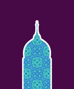 Mosque isolated. Arab pattern madrasah. Illustration for Eid Mubarak. Ramad.. Stock Illustration