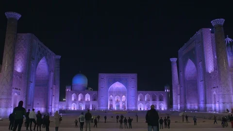 Mosque, light show, night Asia. Stock Footage 123018592