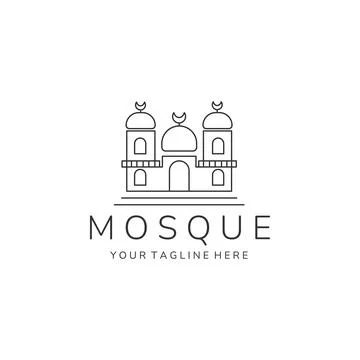 Mosque line art logo vector template design Stock Illustration