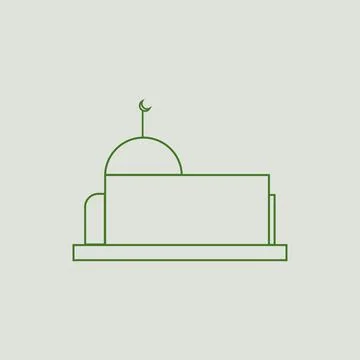 Mosque line art vector illustration.  Masjid architecture design illustration Stock Illustration