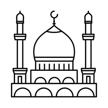 Mosque line icon - Vector iconic Stock Illustration