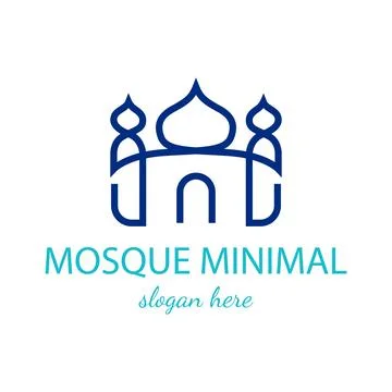 Mosque Line Modern Logo Template for business. Muslim Building Design Monolin Stock Illustration