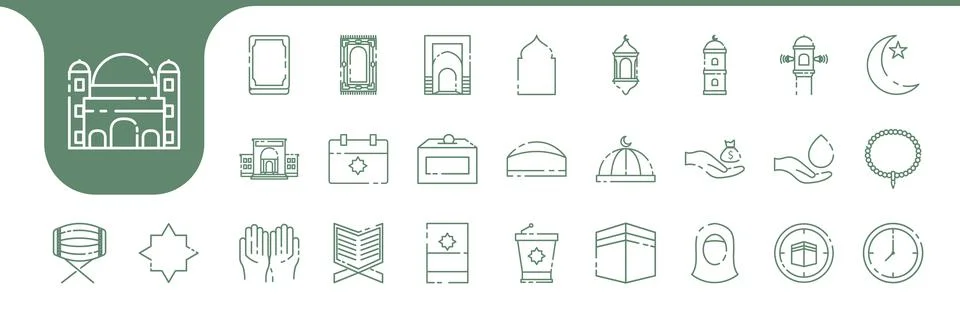 Mosque line simple icon vector designs Illustrazione stock