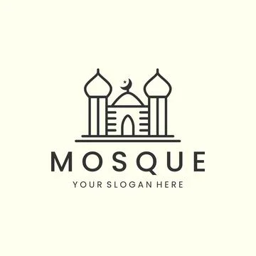Mosque linear style logo icon template design. moslem ,islam, vector illustra Stock Illustration
