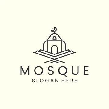 Mosque with linear style logo icon template design. ramadan ,islam, vector il Stock Illustration