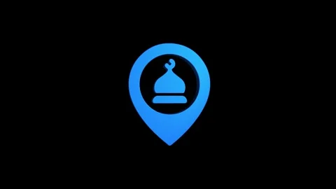 Mosque location 3d pin map rotating animation spinning in background Stock Footage 313492440