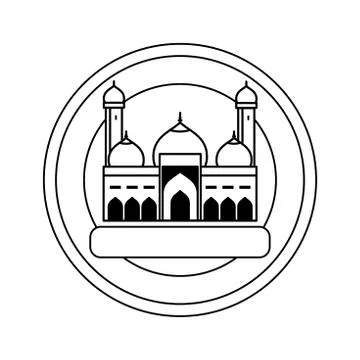 Mosque logo in Circle - Vector Iconic Stock Illustration