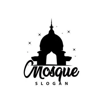 Mosque logo ramadan day design template vector silhouette Islamic place of .. Stock Illustration