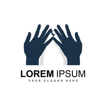 Mosque Logo, Vector Hands Forming Mosque, Hand Logo Unique Design, Building.. Ilustración de archivo