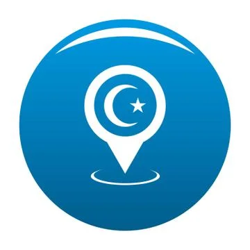 Mosque map pointer icon blue vector 스톡 일러스트