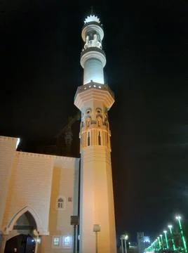 The mosque minar view in the night Stock Photos