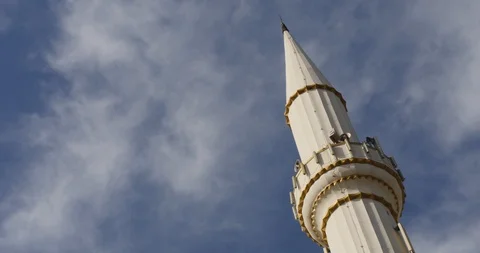 Mosque Minaret with time lapse clouds 4K DCI Stock Footage 90175428