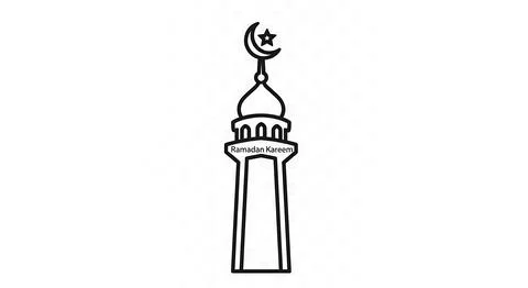 Mosque minaret tower with crescent moon and star on top featuring ramadan k.. Stock Illustration